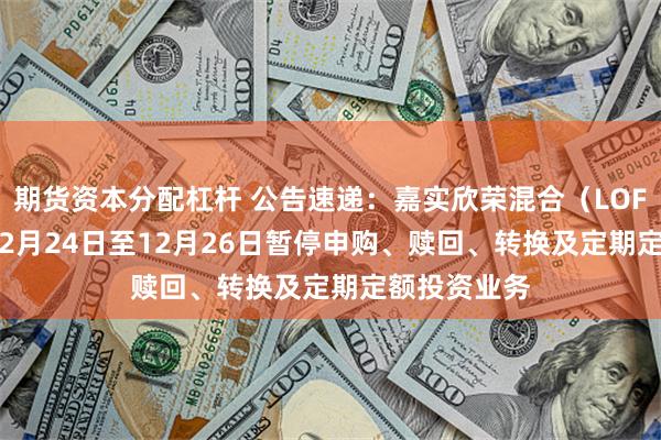 期货资本分配杠杆 公告速递:嘉实欣荣混合(LOF)2024年12月24日至12月26日暂停申购、赎回、转换及定期定额投资业务