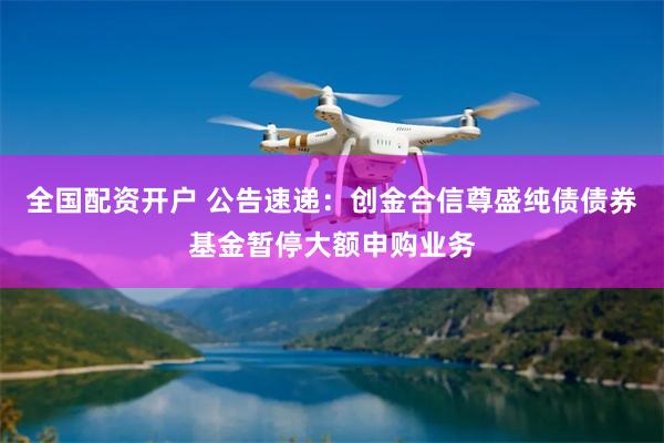 全国配资开户 公告速递:创金合信尊盛纯债债券基金暂停大额申购业务