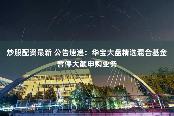 炒股配资最新 公告速递:华宝大盘精选混合基金暂停大额申购业务