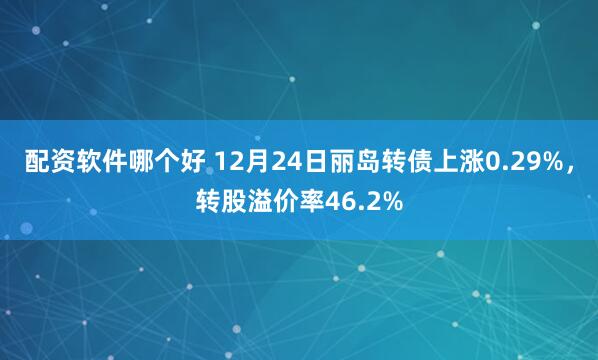 配资软件哪个好 12月24日丽岛转债上涨0.29%,转股溢价率46.2%