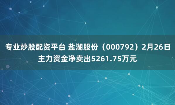 专业炒股配资平台 盐湖股份（000792）2月26日主力资金净卖出5261.75万元
