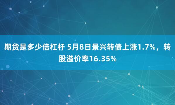 期货是多少倍杠杆 5月8日景兴转债上涨1.7%,转股溢价率16.35%