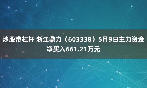 炒股带杠杆 浙江鼎力(603338)5月9日主力资金净买入661.21万元