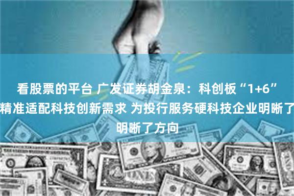 看股票的平台 广发证券胡金泉:科创板“1+6”新政精准适配科技创新需求 为投行服务硬科技企业明晰了方向